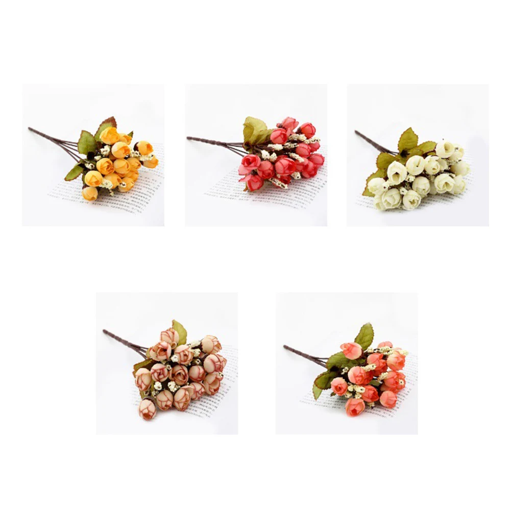 15 головок маленький бутон искусственная роза плетеная шелк сделай сам среда