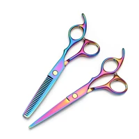 professional japan 440c steel 6inch rainbow cut hair scissors set cutting shears thinning barber scissor hairdressing scissors