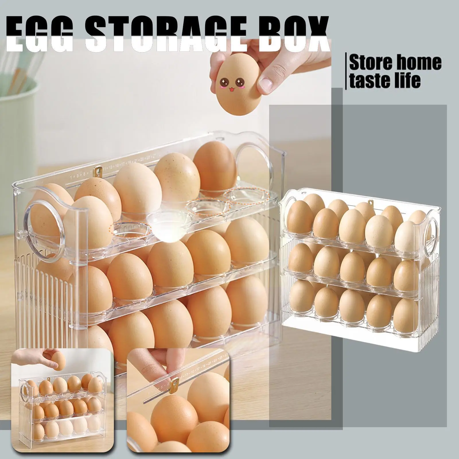 

Flip-type Eggs Storage Rack Eggs Storage Box Stand Egg Holder For Refrigerator Organizer Box Egg Container Tray Kitch V6m6