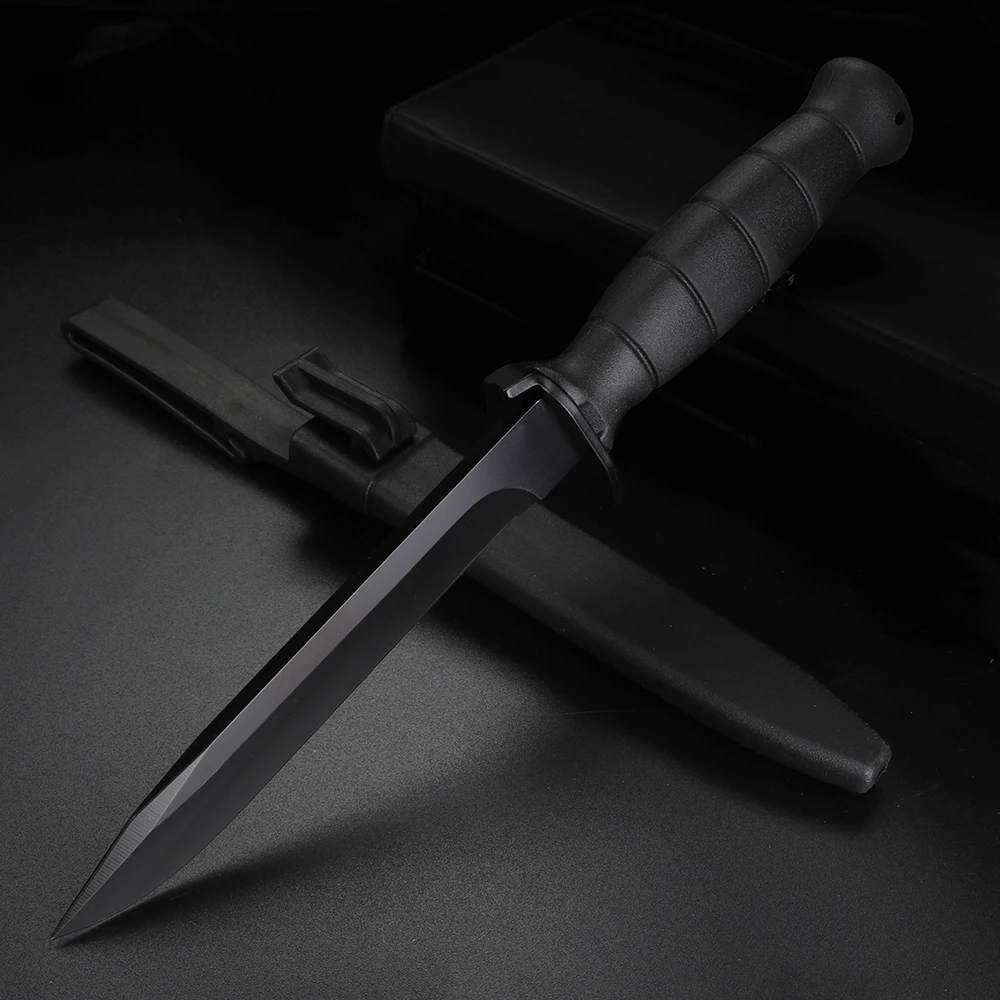 

Black high hardness fixed blade knife field hunting knife edc camping knife multifunctional self-defense knife