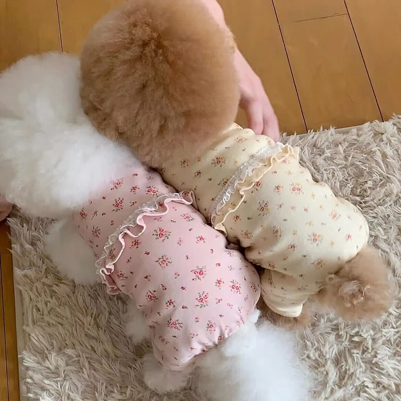 

Pet Small Floral Four-legged Clothes Teddy Soft House Clothes Puppy Summer Clothes Female Dog Jumper Pet Supplies