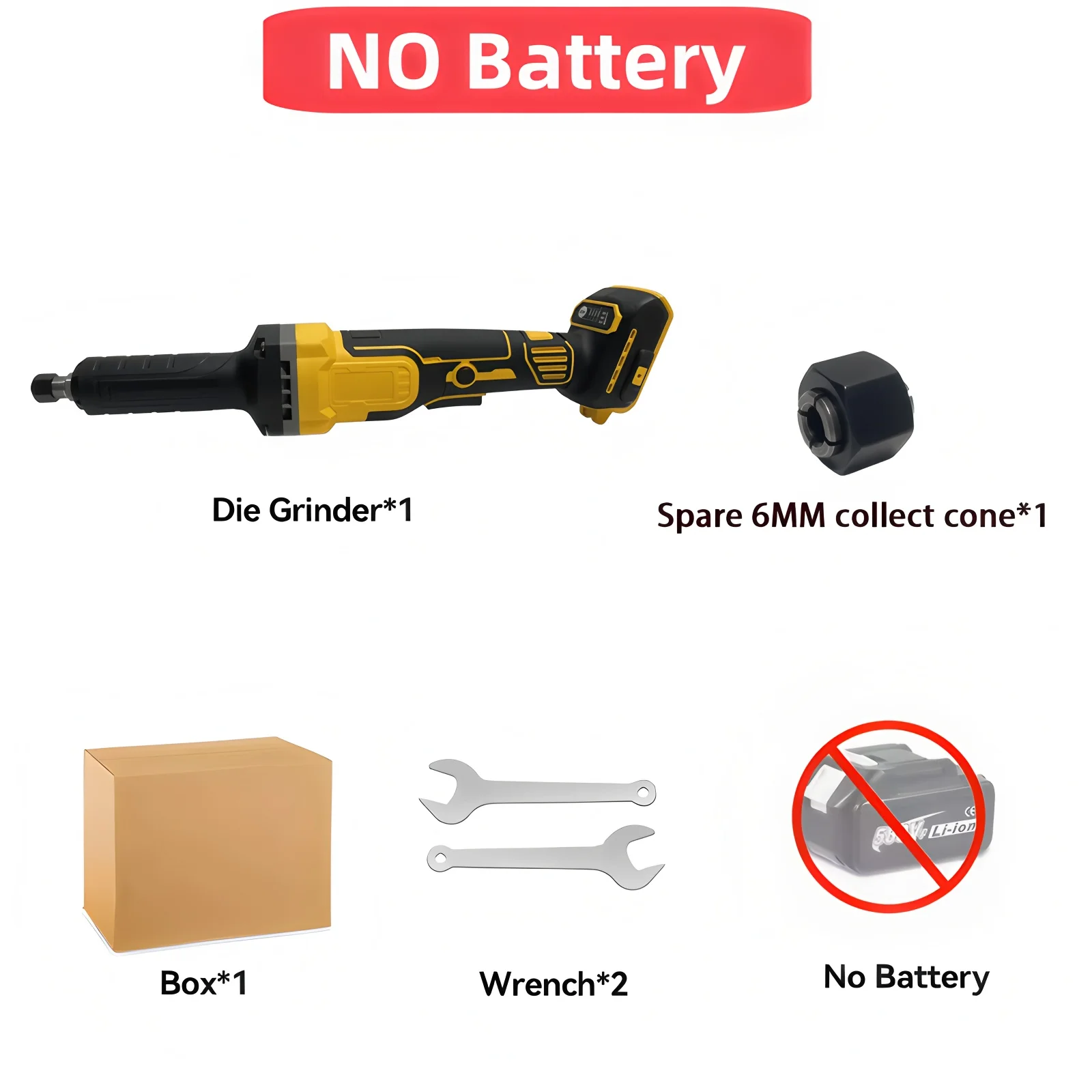 

4-скоростная бесщеточная аккумуляторная угловая шлифовальная машина 6 мм, шлифовальная машина для полировки, роторный электрический гравировальный инструмент, подходит для батареи DeWALT 20 В