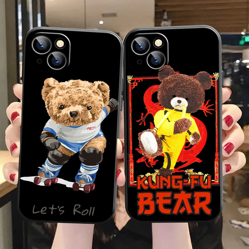 

Cute Bear Fashion Brand Phone Case For iPhone 12 13 11 Pro 6 7 8 12 Mini XR X XS 12 Pro MAX SE 2020 13 Pro Cartoon Soft Funda