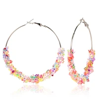 1 pair shiny rainbow colors hoop earrings for women gift fashion circle geometric round hoop earrings women girls accessories