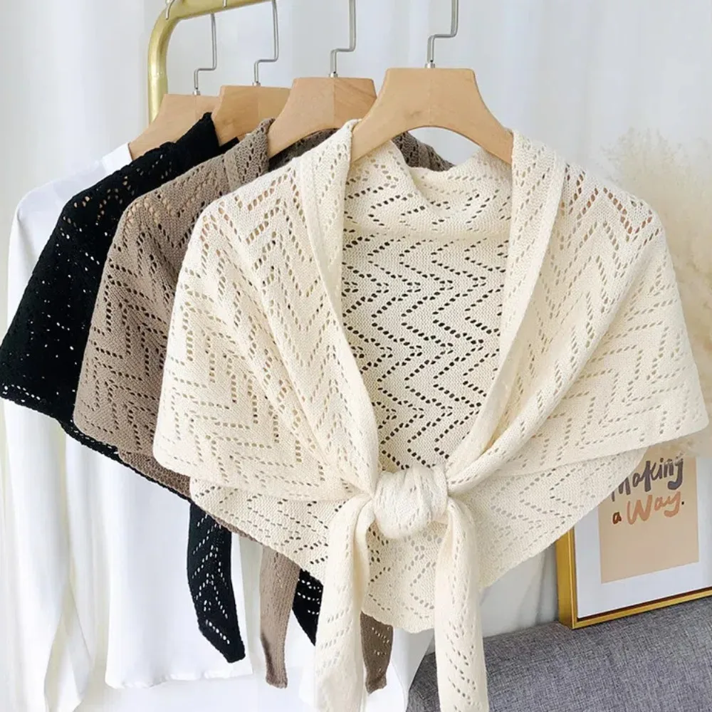 Сладкая треугольная полосатая накидка с вырезом териленовая в корейском стиле