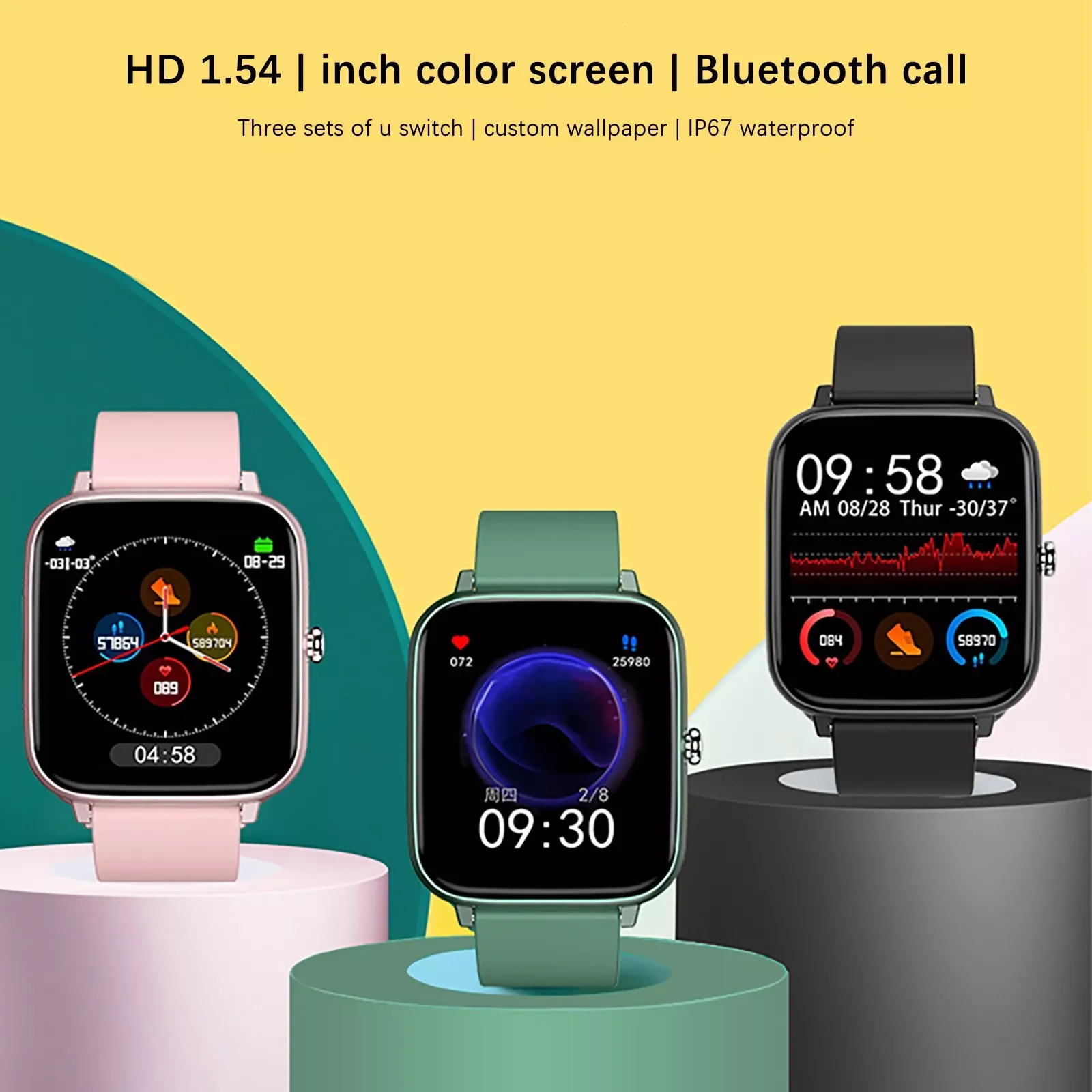 

Smart Watch Batteries P6 Smart Watch Sports Waterproof Watch Multifunctional Can Measure Blood Pressure Oxygen Sleep W218h-4bv