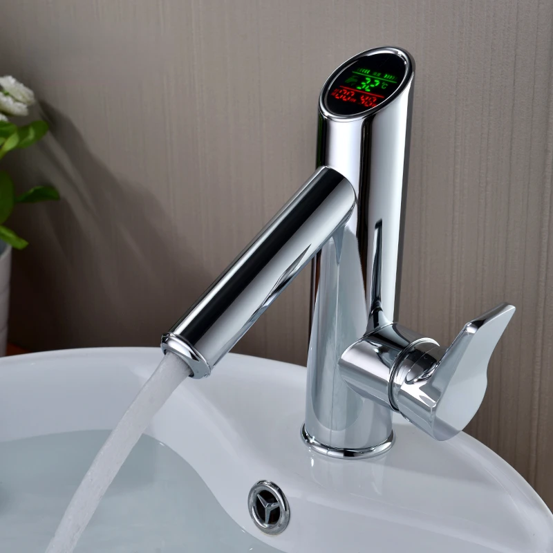

Brass Luxury Design Bathroom Faucet Water Pressure Dynamic Digital Led Display Water Tap