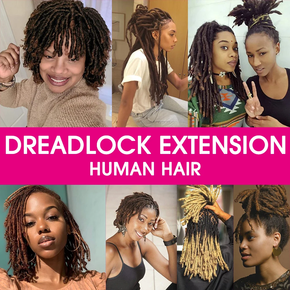 Dreadlock Locs Extensions Brazilian 100% Real Human Handmade Remy Hair Kinky Straight Faux Dread Locks Crochet Hair Wholesale images - 6