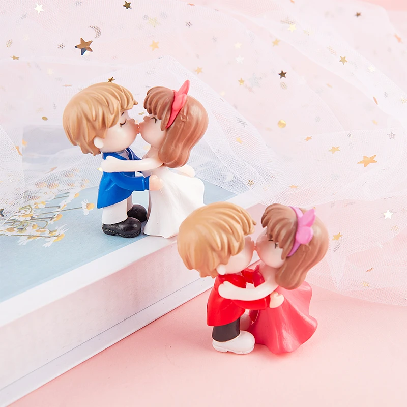 

2pcs/set Lovers Couple Mini Doll DIY Figurines Decor Gift Dollhouse Accessories Fairy Garden Decor Wedding Party Valentine Decor