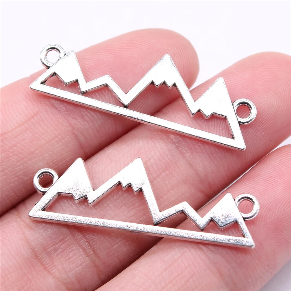

100pcs Charms Wholesale 38x12mm Snow Mountain Connector Charms Wholesale DIY Antique Silver Color Alloy Charms Wholesale