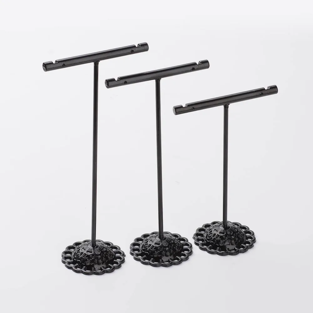 

NBEADS 1Set 3 Pcs T Bar Iron Jewelry Display Sets Rack Jewelry Tree Stand Black 90x60x35mm 110x60x35mm 125x60x35mm 3pcs/set