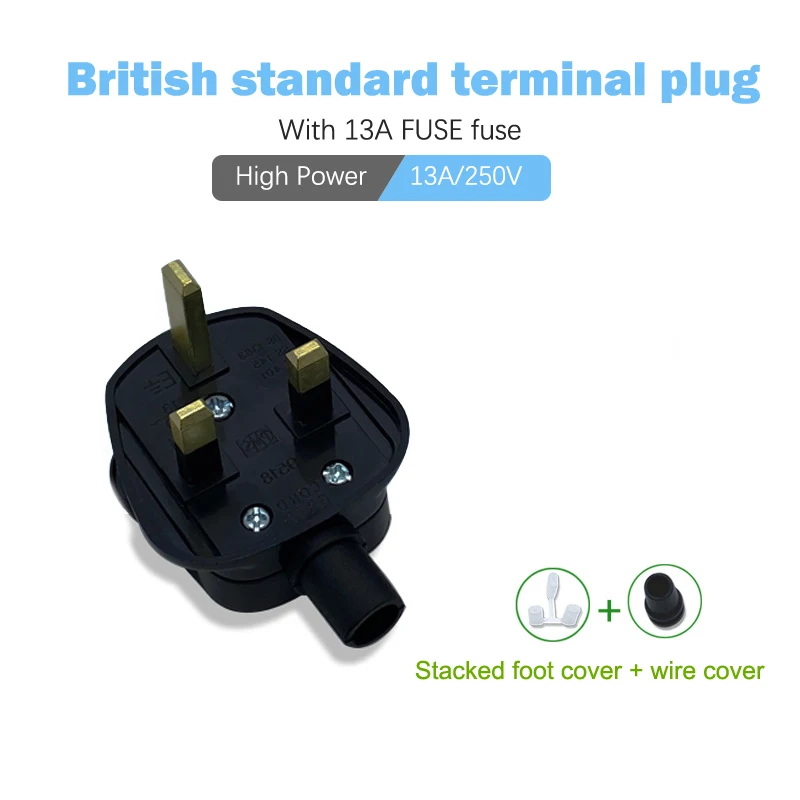 

1pcs Black/White 3 Pin UK Mains Top Plug 13A 150V Appliance Power Socket Fuse Adapter Household