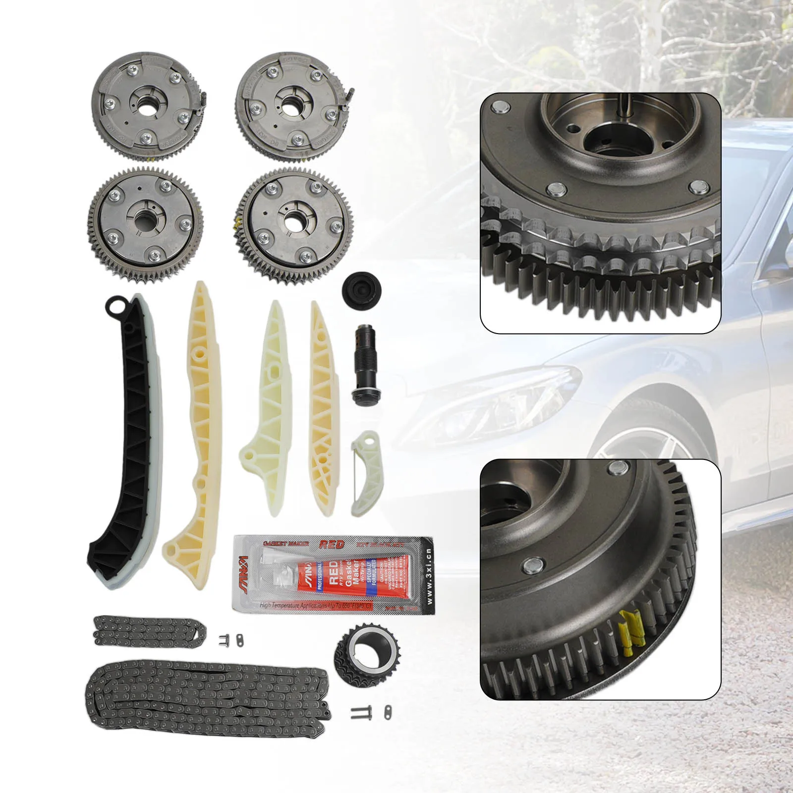 

Topteng Timing Chain Kit Chain Tensioner Camshaft Adjuster for Mercedes M272 M273