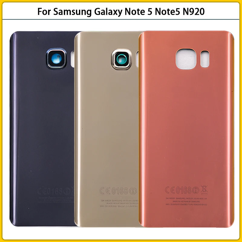 

New For Samsung Galaxy Note 5 N920 N920F Battery Back Cover Note5 Rear Door 3D Glass Panel Housing Case With Camera Lens Replace