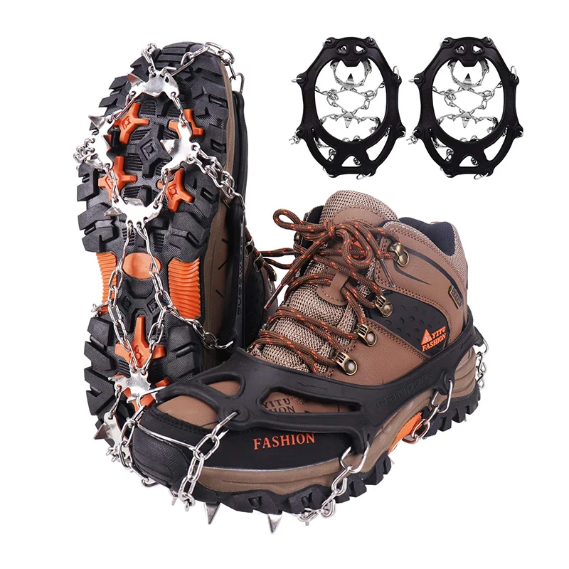 Купи 19 Teeth Crampons Ice Gripper Spike for Shoes Boots Outdoor Winter Anti-Slip Ice Snow Chain Gripper Hiking Crampons ClimbingClaw за 515 рублей в магазине AliExpress