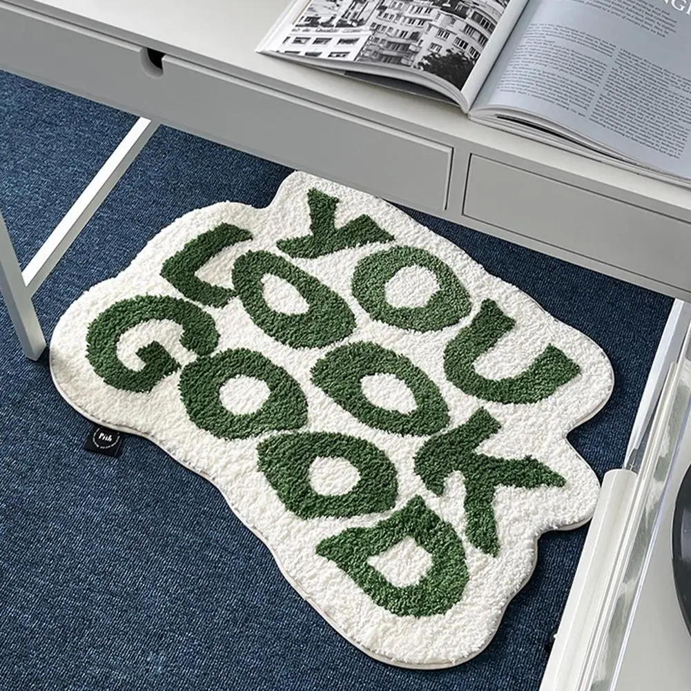 

Letters Bedside Mat Soft Plushy Carpet Message Bathroom Rug Doormat Decor Home Pad Floor Aesthetic Kids Bedroom Room Area C5M0