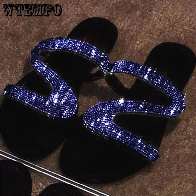 WTEMPO Women Summer Flat Bling Slippers Female Flip Flops Sandals Outdoor Beach Sandals Glitter Shoes Wholesale Dropshipping
