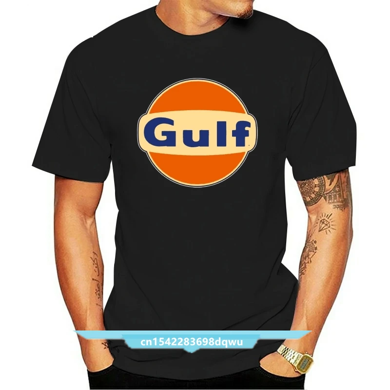Limited Gulf Oil Rusty Vintage Distress Logo Design Black T-Shirt Size male teeshirt summer top tees man brand tee-shirt