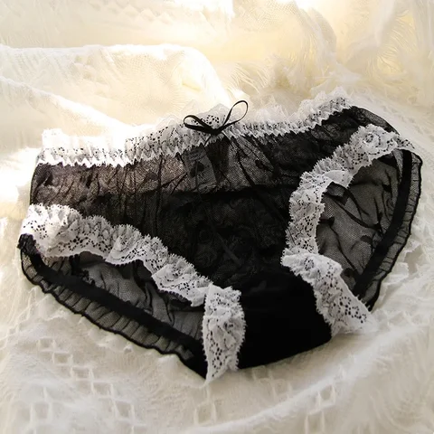 Black Panties Women's Underwear Sexy Lace Underpants Girls' Comfort Briefs Mid Waist Seamless Underpants Female Lingerie