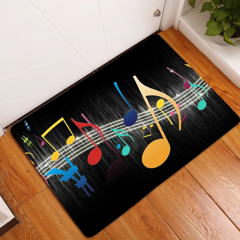 

Musical Note Floor Mat Colorful Anti Slip Door Area Rugs Singing Piano Room Kitchen Home Living Bath Decoration Print Carpet