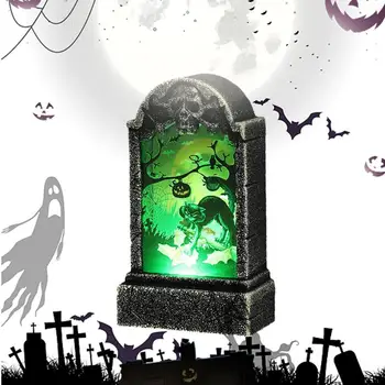 Gravestone Halloween Night Light LED Tombstone Night Light For Home Halloween Reflective Tombstone Outdoors Decor For Window 1