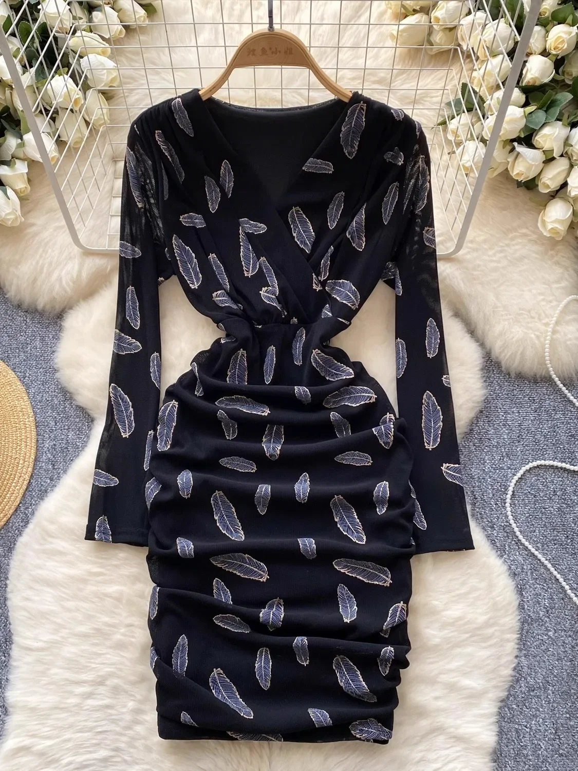 Foamlina женское повседневное облегающее осеннее платье с длинными рукавами 2024