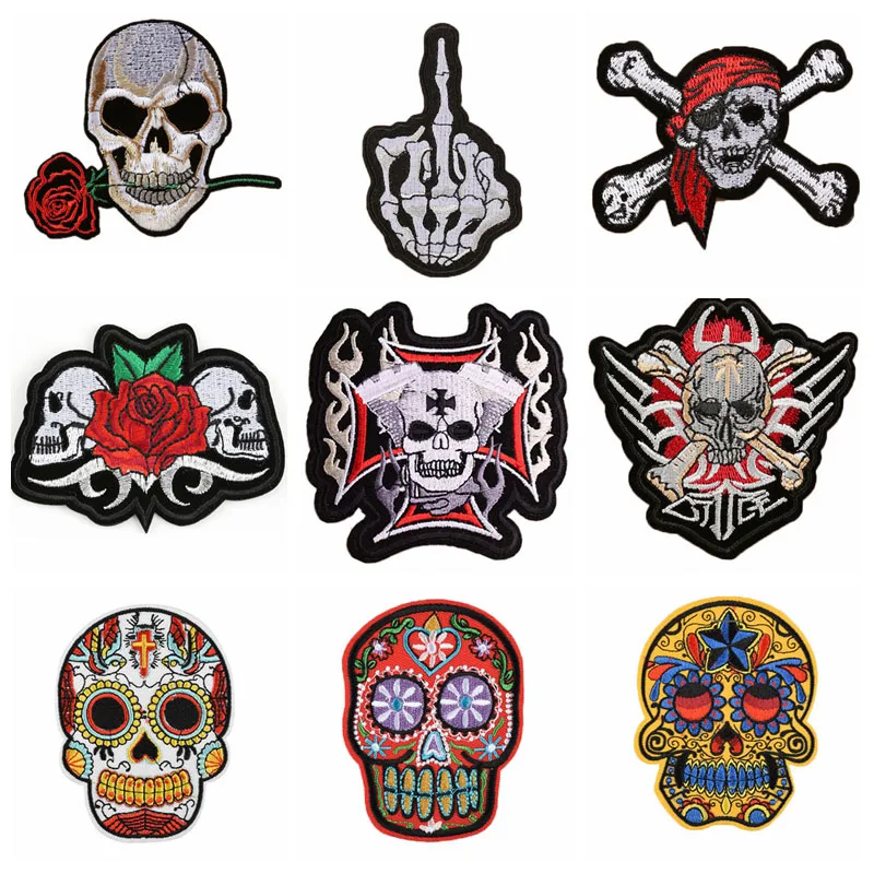 

Iron on Patch Shakers for Bows Heat Transfer Stickers Punk Clothes Embroidery Patch Appliques for Skull Clothing Sewing Patterns