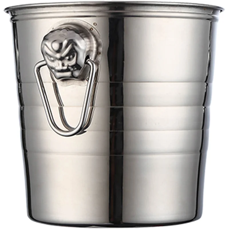 

Thick Tiger Head Stainless Steel Ice Bucket Champagne Chilled Wine Beer Red Wine Cube Bar Ktv Two Handles Bucket Gold Golden
