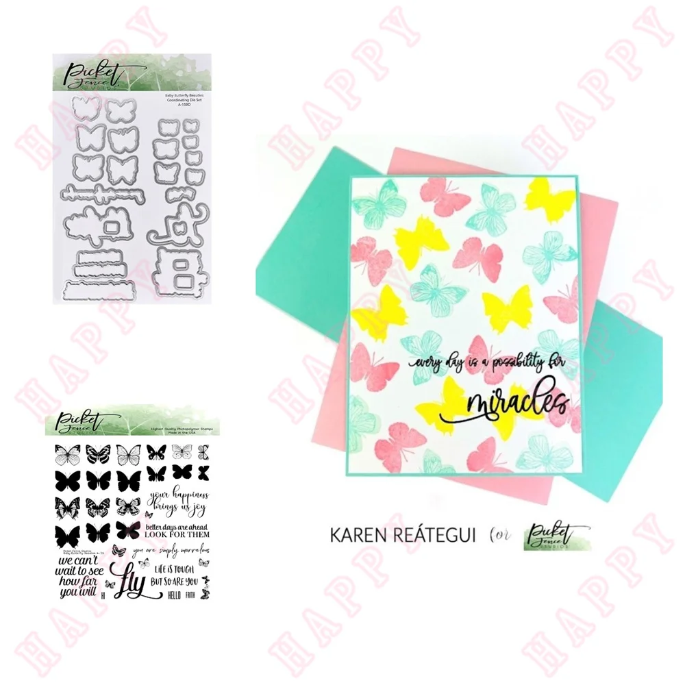 

2022 New Baby Butterfly Beauties Metal Cut Dies and Stamps Scrapbook Diary Diy Decoration Embossing Template Greeting Card Mould