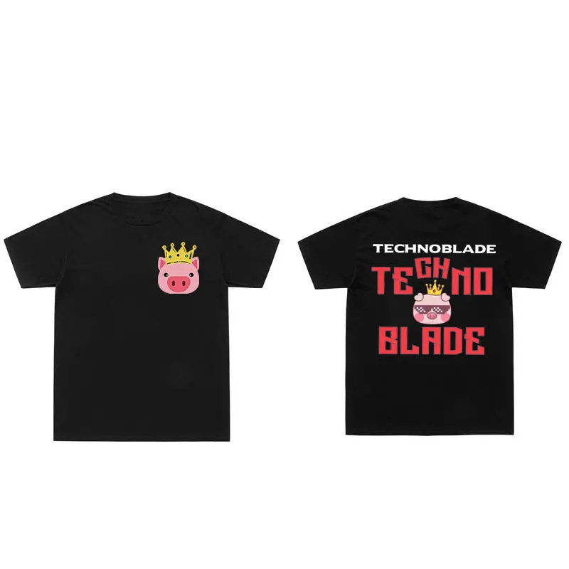 

Technoblade Merch Double-sided Print Tshirt Short Sleeve Men Women Hip Hop Tees Tops Cute Funny T-shirt Man Soft Cotton T Shirts