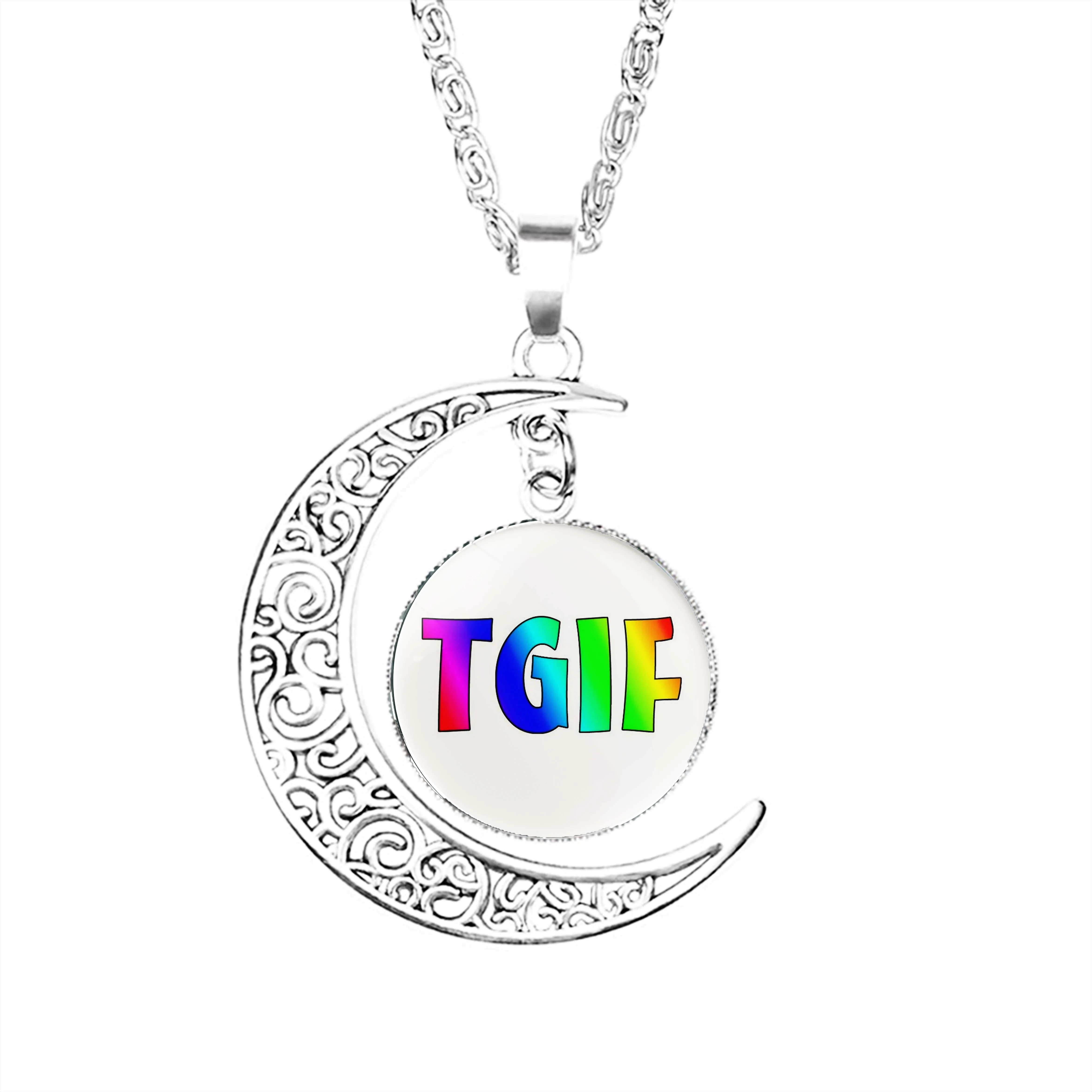 

Ожерелье Tgif в виде Луны радужного цвета, Мужская подвеска, Модная бижутерия, очаровательные стеклянные аксессуары для влюбленных и полумес...
