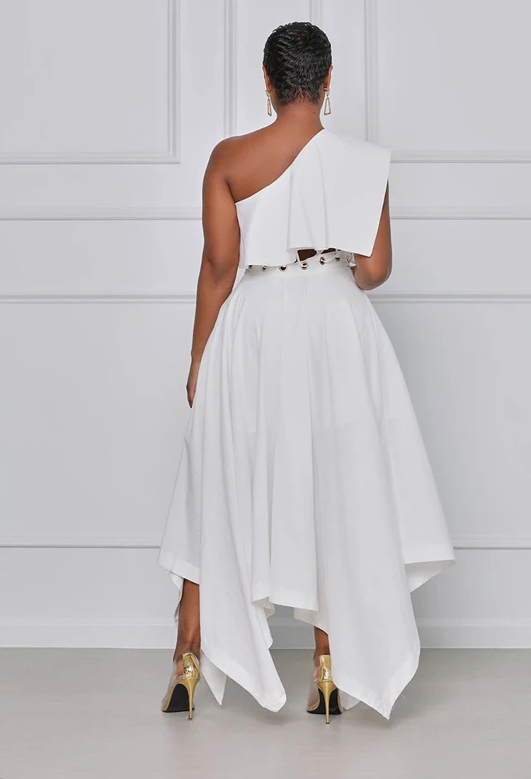 PLEINDI Luxurious Evening Dresses One-Shoulder Asymmetrical Sleeveless Ankle-Length Chiffon 2022 New of Simple Prom Women Dress