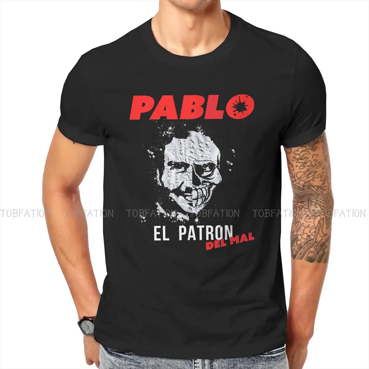 El Patron De Mal  Round Collar TShirt Narcos Crime TV Pablo Escobar Pure Cotton Original T Shirt Man's Clothes Oversized