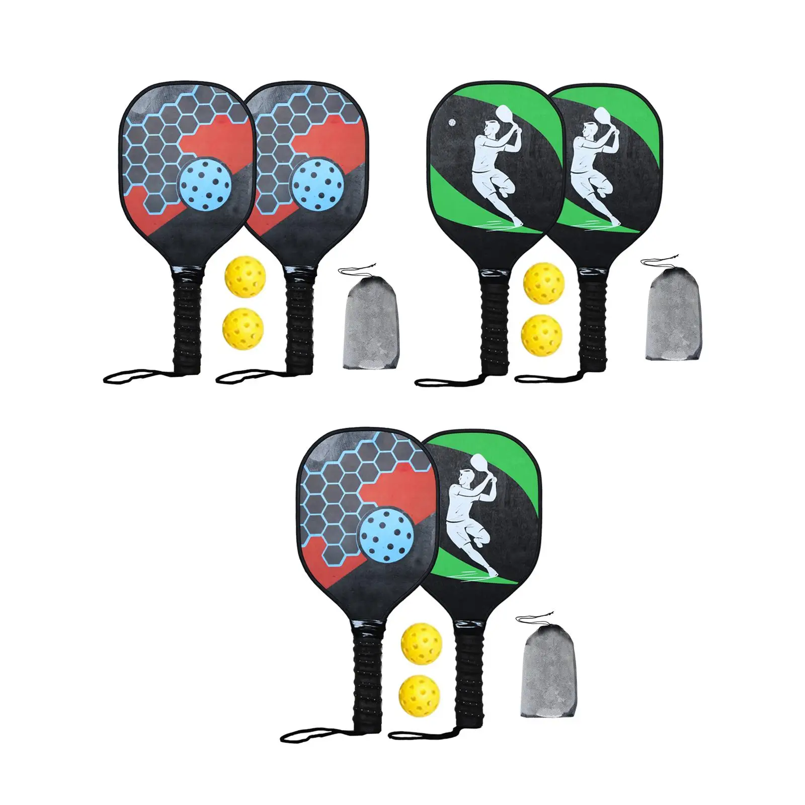 

Pickleball Wooden Paddle Portable Beginner Racket Two Paddles Two Pickle Balls with