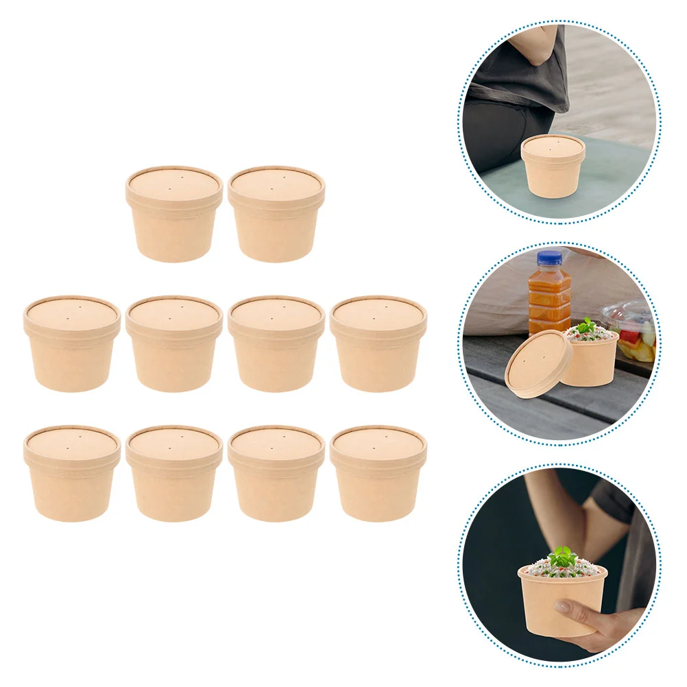 

10 Sets Yogurt Cups Soup Cups Take Out Soup Bowls