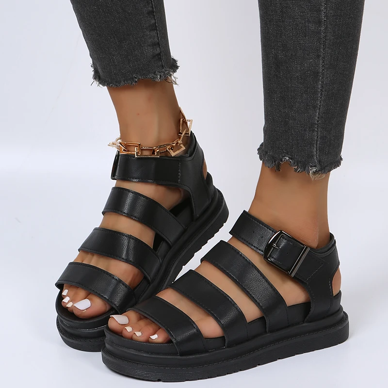 

Open Toe Flatform Wedges Shoes Woman Summer Beach Sandals Sexy Women Plus Size PU Leather Sandalias Mujer Sapato Feminino