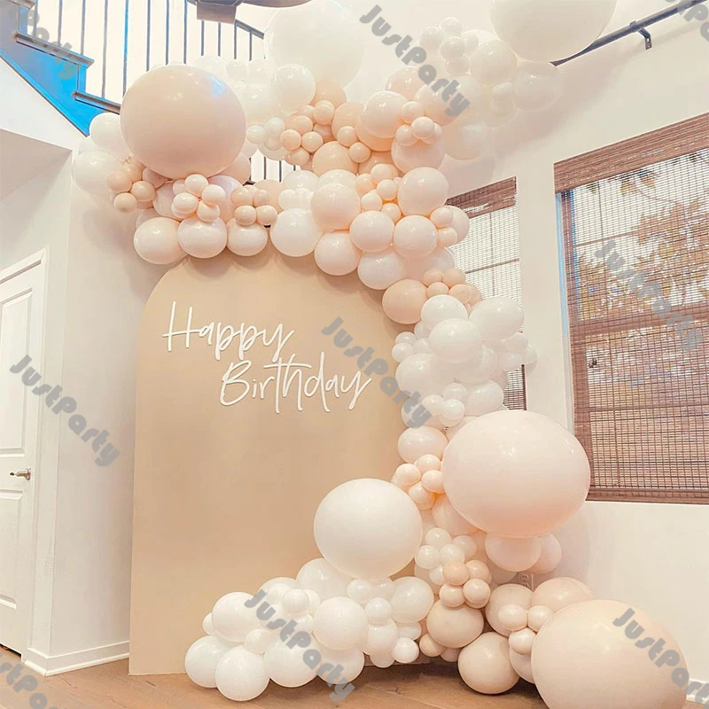 

166pcs Beige Baby Shower Balloons Arch Wedding Decoration Doubled Cream Peach White Balloon Garland Kit Birthday Party Decor DIY