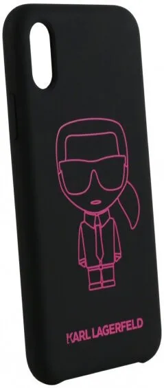 Чехол CG Mobile Karl Lagerfeld Liquid silicone Ikonik outlines Hard для iPhone X/XS цвет Черный/Розовый | Мобильные