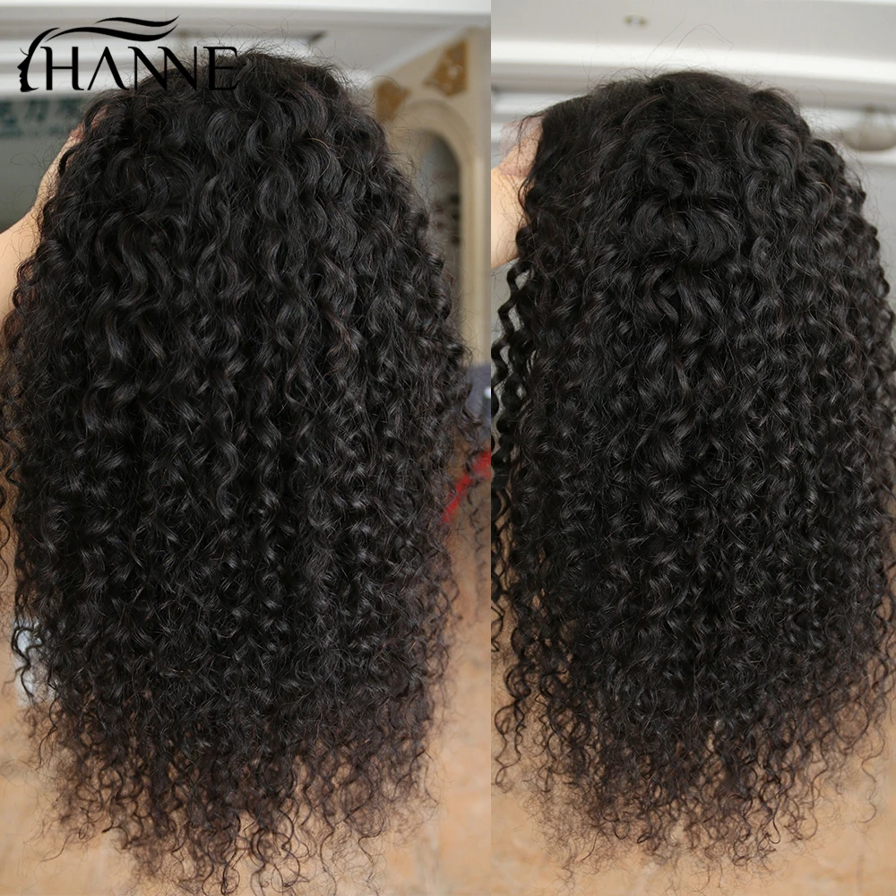 HANNE Curly Human Hair Wigs For Women 4X4 Lace Closure Wigs Human Hair Brazilian 3 Part Remy Gluleless 180% Water Wave Lace Wig