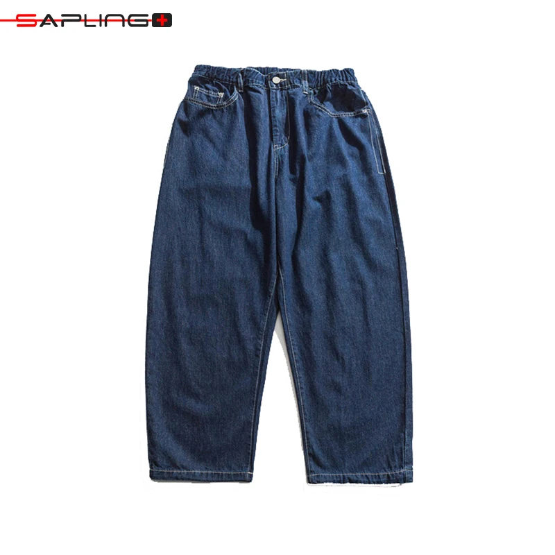 

Japanese Casual Trousers Men's Wide Leg Jeans Spring Autumn Vintage Denim Trousers Men Loose Trousers Solid Color Men Jean Pants