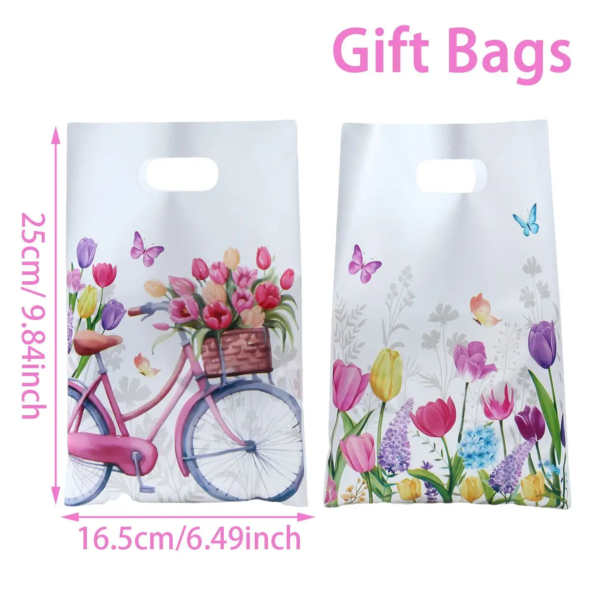 

10/25/50 шт., подарочная сумка с цветком тюльпана и бабочкой, подвесная сумка для конфет для дня рождения, свадьбы, вечеринки, детского душа, сумки для печенья