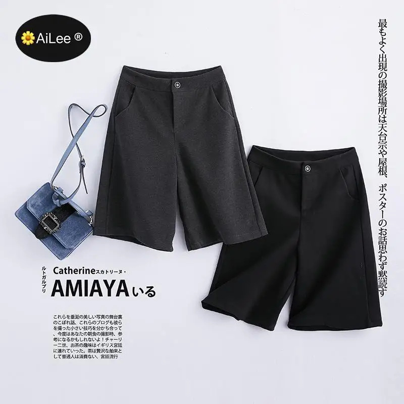 Knee Long Winter Wool Boots Shorts Women Wide Leg Shorts High Waist Pocket Warm Shorts Loose Autumn Wide Leg Casual Bottoms