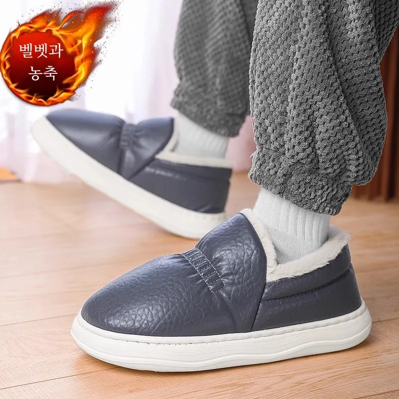 Обувь на хлопковой подкладке. Мужские зимние толстые теплые ботинки флисовой