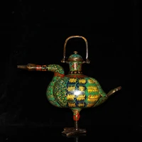 15 tibetan temple collection bronze cloisonne enamel duck shape kettle teapot flagon gather fortune ornament town house