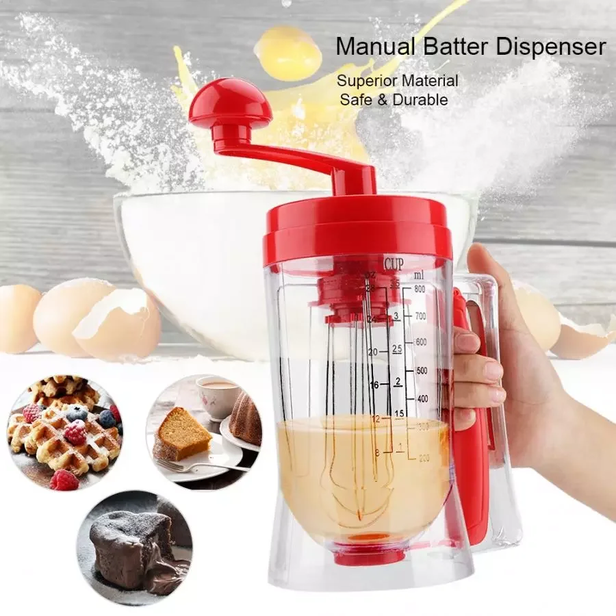 

Pancake Machine 800ml Handheld Cake Cupcake Cream Mixer Separator Tool Batter Dispenser Blender Kitchen Baking Gadget Red