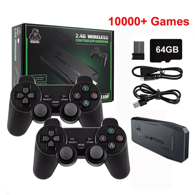 Game Stick 4K  Video Game Console 64G 10000 Games For PS1/FC/GBA  Wireless Controller Retro  Handheld Game Player 1