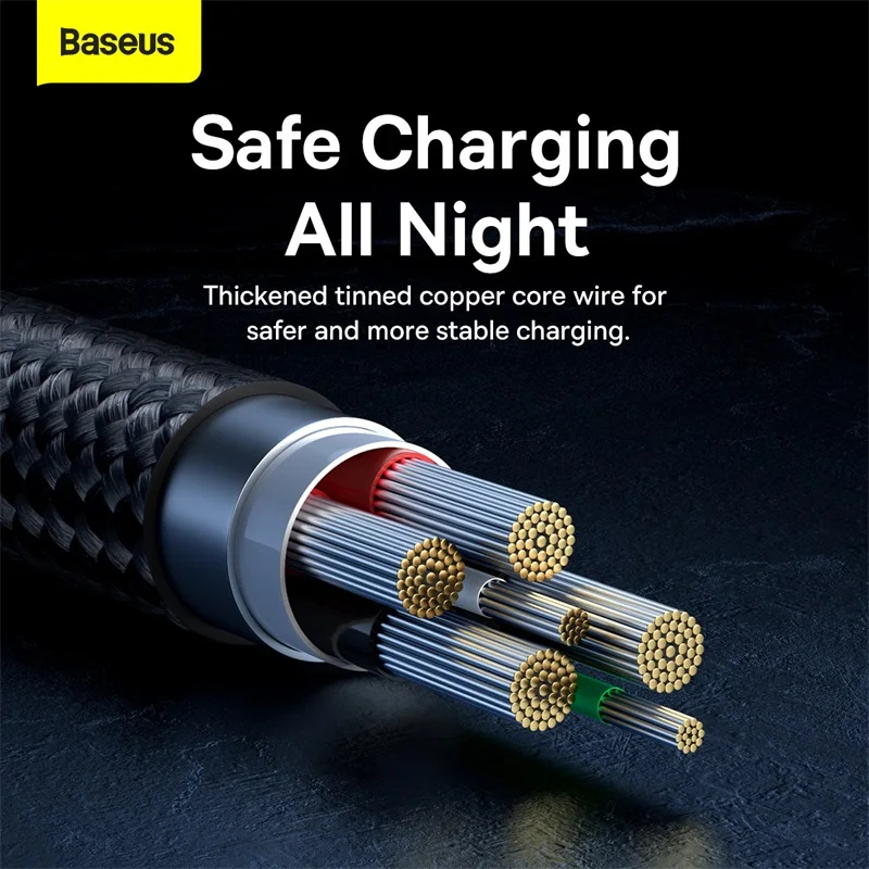 Baseus Auto Smart Power-Off 100W USB Type C Cable For Honor 50 Pro Charger Cable 66W 40W Fast Charging For Huawei P50 Mate40 Pro
