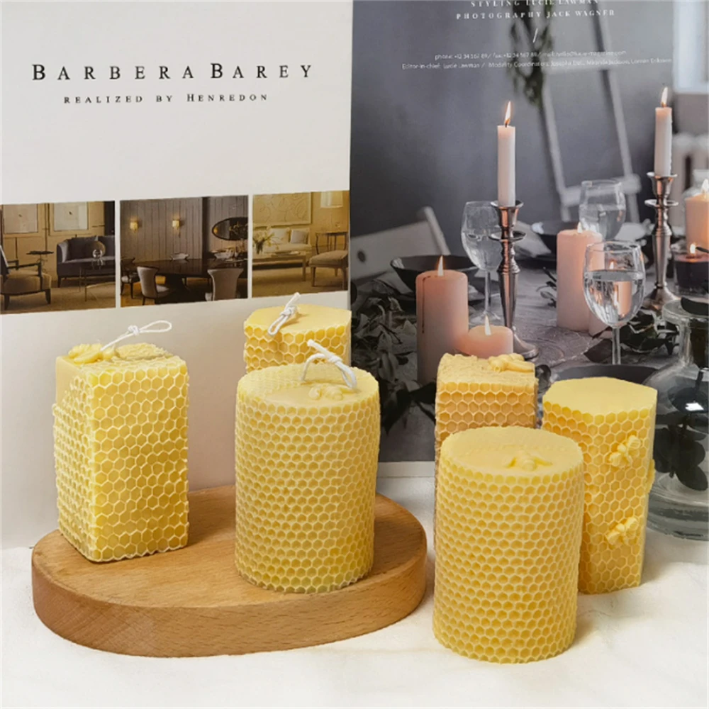 

Ins Silicone Cylindrical Incense Candle Mould DIY Bee Honeycomb Hand Soap Gypsum Process Mold Moule Bougie Wax Making Supplies