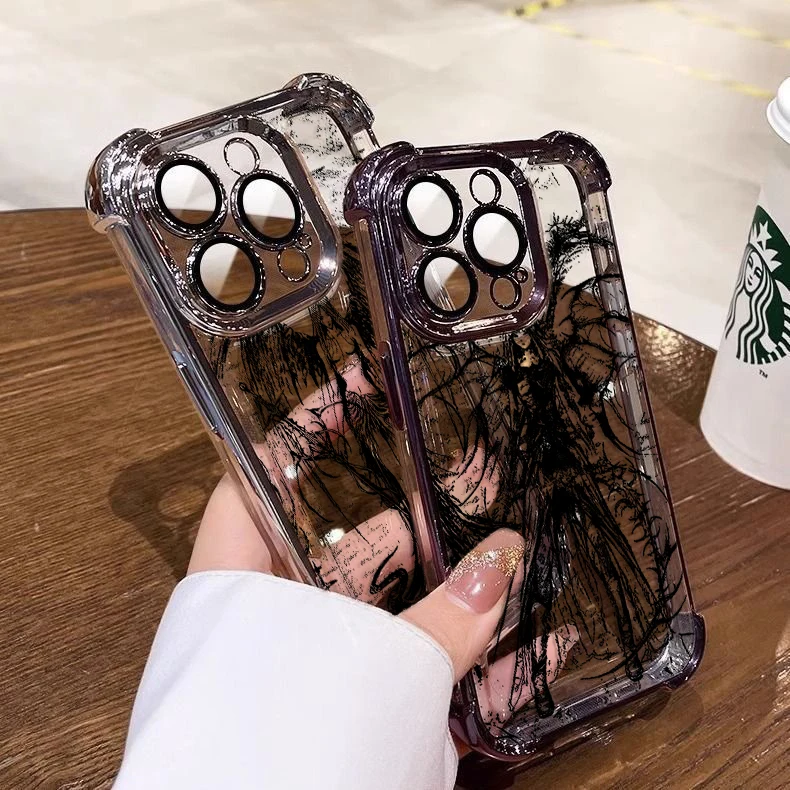Luxury Black Angel Death Demon Phone Case For OPPO Realme C55 C53 C35 C33 C15 V25 Pro Plus 4G 5G Shockproof Clear Armor Cover