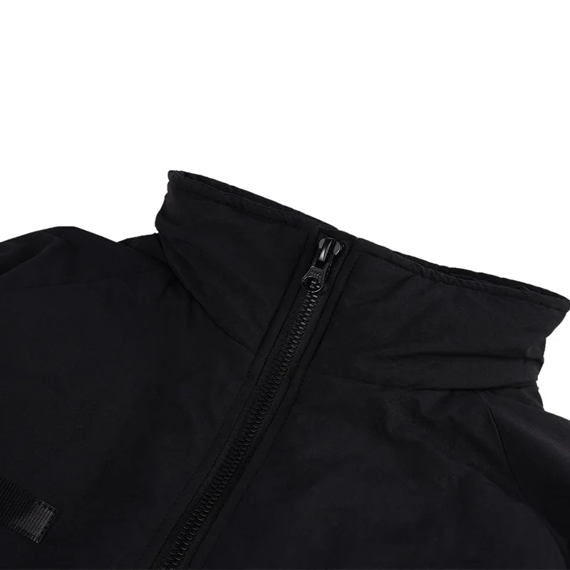 Rainbowtouches Men Harajuku Winter Black Down Jackets Japanese Streetwear Puffer Jacket Sleeve Pocket Waist-Tie Mens Outwear New